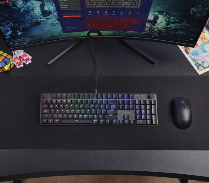 Trust Gaming GXT 866 Torix, schwarz, LEDs RGB, Huano WHITE, USB, DE