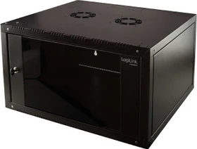 LogiLink Canovate Wandgehäuse 6HE, einteilig, Sicherheitsglastür, schwarz, 560mm tief