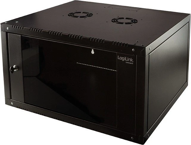 LogiLink Canovate Wandgehäuse 6HE, einteilig, Sicherheitsglastür, schwarz, 560mm tief