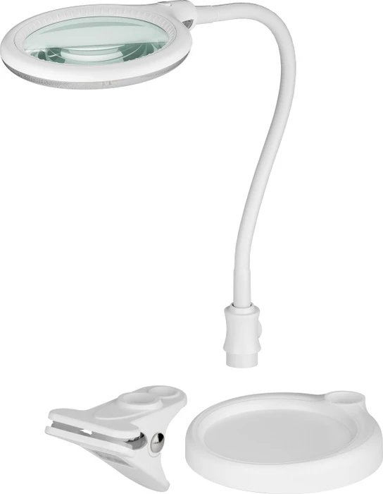 Wentronic Goobay LED-Stand-/Klemm-Lupenleuchte, 6W, 1.75x, 3 Dioptrien weiß