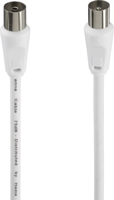 Hama Antennen-Kabel Koax-Stecker - Koax-Kupplung, 3m, 75dB, weiß