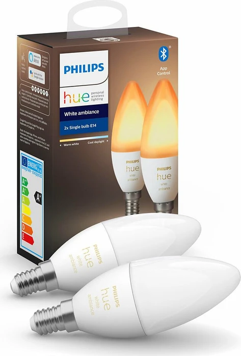 Philips Hue White Ambiance LED-Bulb E14 5.2W, 2 Stück