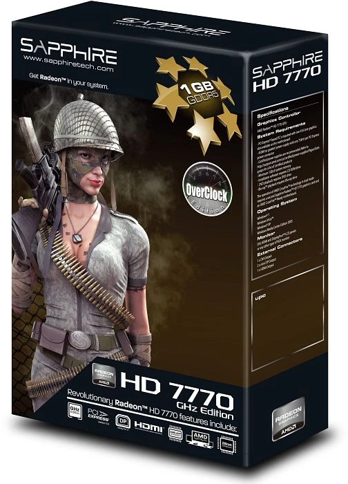 Sapphire Radeon HD 7770 GHz Edition OC, 1GB GDDR5, DVI, HDMI, 2x mDP, lite retail