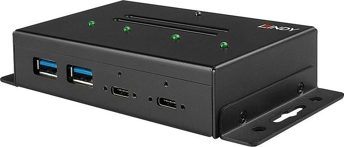 Lindy Industrial Wallmount USB-Hub, 2x USB-C 3.1, 2x USB-A 3.1, USB-C 3.1 [Buchse]