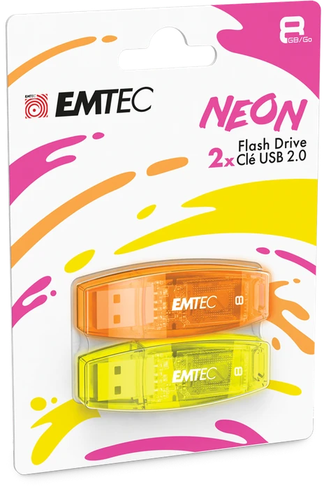 Emtec C410 Neon 8GB, USB-A, USB 2.0, 2er-Pack
