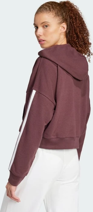 adidas Essentials 3-Streifen French Terry Quarter-Zip Hoodie aurora ruby/white (Damen)