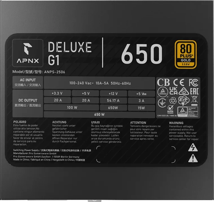 APNX DELUXE G1 650W, ATX 3.1