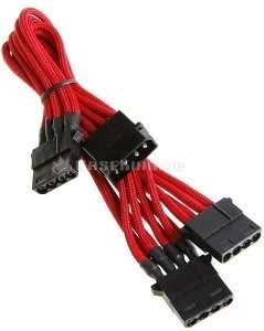 BitFenix Alchemy 4-Pin Molex auf 3x 4-Pin Molex 55cm, sleeved rot