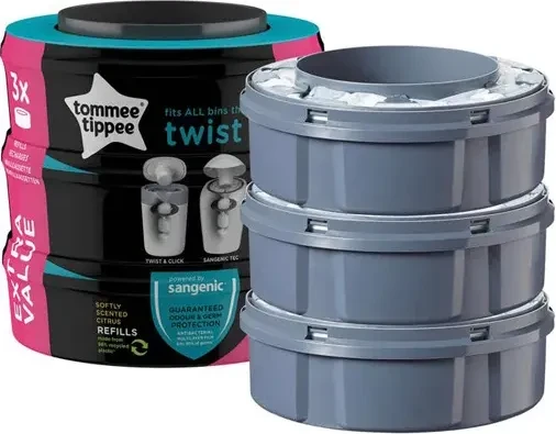 Tommee Tippee Twist & Click Nachfüllkassette für Windeleimer, 3 Stück