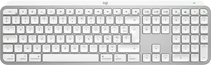Logitech Keys S for Mac, Pale Grey, weiß/grau, LEDs weiß, Logi Bolt, USB/Bluetooth, FR