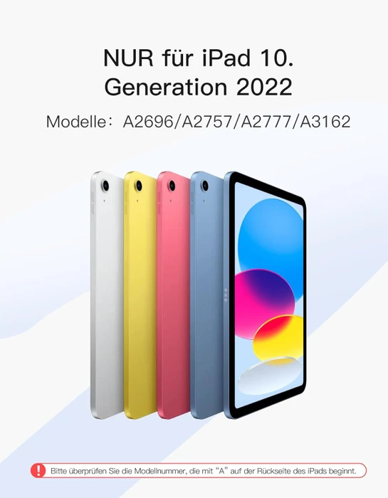 Inateck Abnehmbare Tastatur für iPad 10, DE