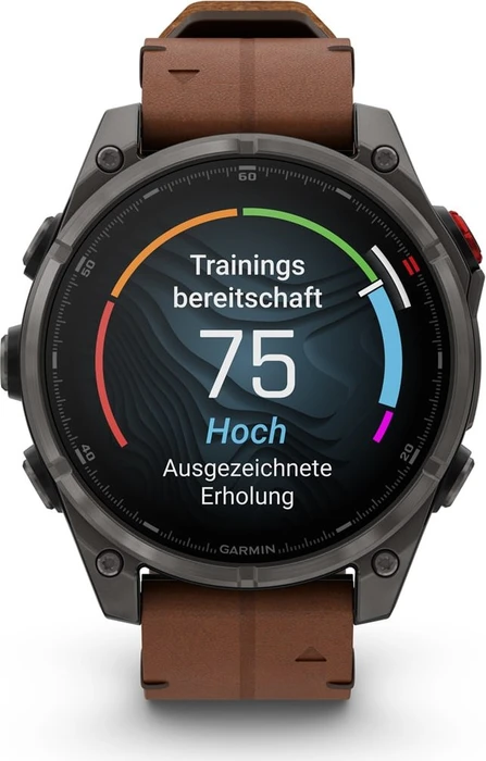 Garmin Fenix 8 Pro 47mm AMOLED carbon grey dlc titanium/chestnut leather