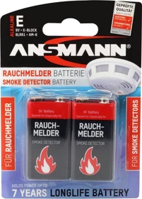 Ansmann Alkaline für Rauchmelder 9V-Block, 2er-Pack