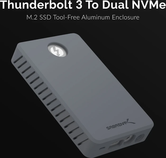 Sabrent Thunderbolt 3 to M.2 Dual NVMe SSD Tool-Free Enclosure, Thunderbolt 3 / USB-C 3.1