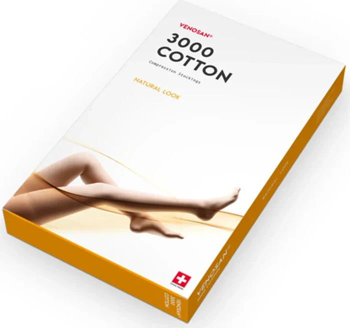 Venosan 3000 COT AD CCL2 lang offen mit Haftrand M Kompressionsstrümpfe beige