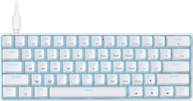 Dierya DK61SE, 60%, weiß, LEDs blau, RED Switches, USB, US