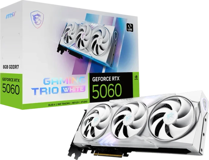 MSI GeForce RTX 5060 8G Gaming Trio White, G5060-8GTW, 8GB GDDR7, HDMI, 3x DP
