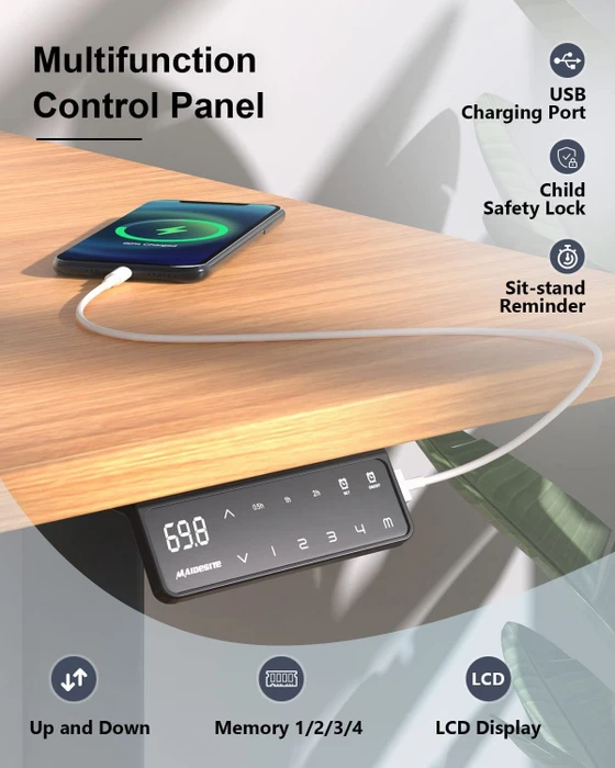 Maidesite T2 Pro Plus elektrisch höhenverstellbares Sitz-Steh-Schreibtischgestell schwarz