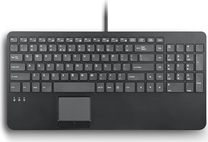 Perixx Periboard-534 Wired Compact Keyboard with Touchpad and USB Hubs, schwarz, USB, US