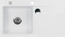 systemceram Stema 90 Einbau Becken links mit Ablauffernbedienung satin