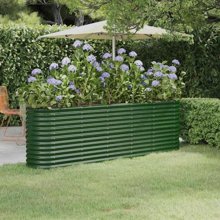 vidaXL Stahl Hochbeet oval 224x40cm grün