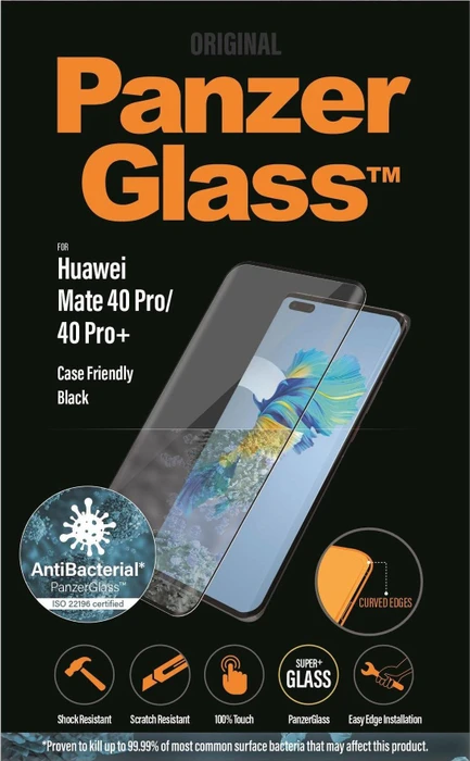 PanzerGlass Curved Edges Case Friendly AntiBacterial für Huawei Mate 40 Pro+/Mate 40 Pro schwarz