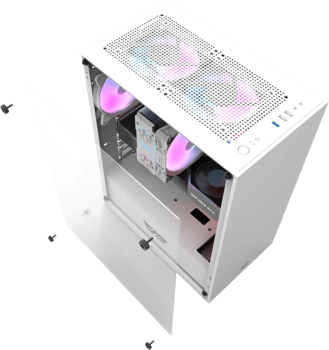 DarkFlash DK100 White, Glasfenster