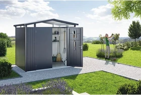 Biohort Panorama P1 Gerätehaus mit Doppeltür dunkelgrau-metallic