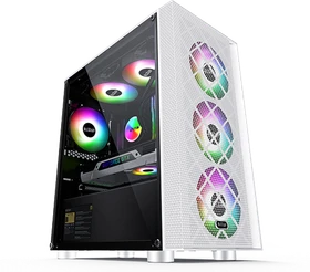 PCCooler Platinum MM200W Mesh, weiß, inkl. Lüfter, Glasfenster