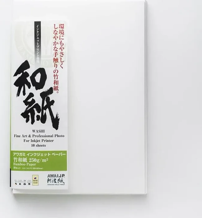 Awagami Bamboo Kunstdruckpapier matt naturweiß, A3, 250g/m², 10 Blatt
