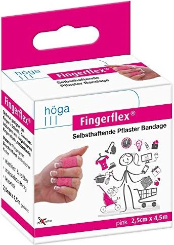 Höga Fingerflex Selbsthaftende Pflaster Bandage rosa, 2.5cm x 4.5m, 1 Stück