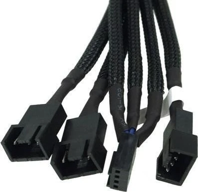 Phobya 4-Pin auf 3x 4-Pin Verteiler, sleeved, 10cm, schwarz