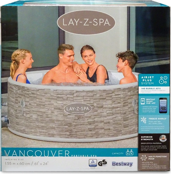 Bestway Lay-Z-Spa Vancouver AirJet Plus WLAN Whirlpool rund 155x60cm