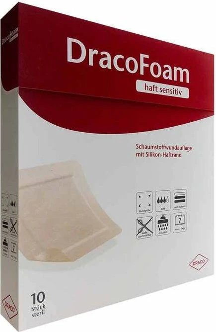 Dr. Ausbüttel DracoFoam haft sensitiv Schaumstoff Wundauflage, 19 x 19cm, 10 Stück