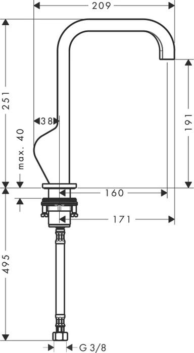 Hansgrohe Axor Citterio Waschtischmischer 190 mit Pingriff und Ablaufgarnitur chrom