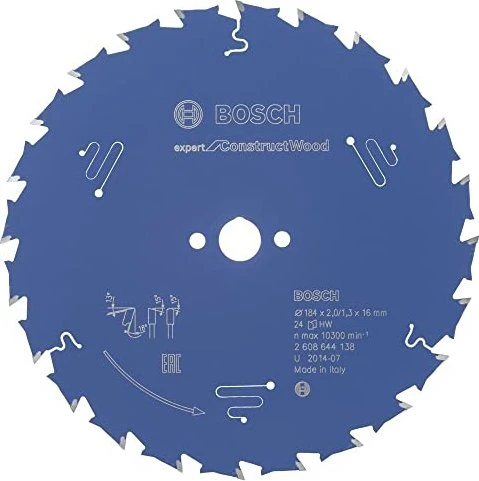 Bosch Professional Expert for Construct Wood Kreissägeblatt 24Z, 184x1.3x16mm, 1 Stück
