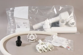 Geberit Röhrensiphon für Ausgussbecken, mit Wandrosette, Abgang horizontal, weiß-alpin, ø50mm