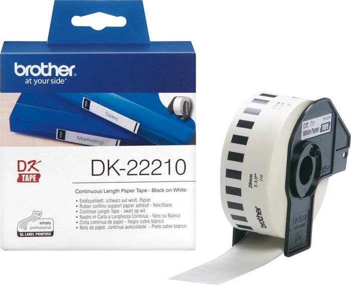 Brother Endlosetiketten DK-22210, 29mm, 30.5m, weiß/schwarz