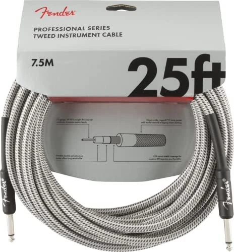 Fender Professional Series Instrument Cable White Tweed 7.5m