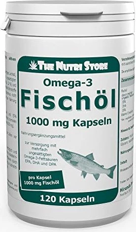 The Nutri Store Omega-3 Fischöl 1000mg Kapseln, 120 Stück