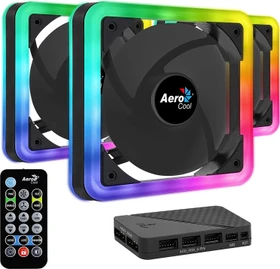 AeroCool Edge 14 Pro, LED-Steuerung, Fernbedienung, Lüftersteuerung, 140mm, 3er-Pack
