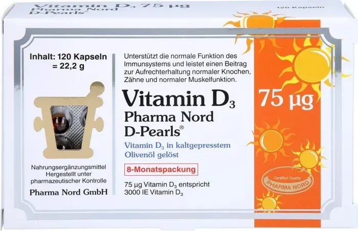 Pharma Nord Vitamin D3 75µg D-Pearls Kapseln, 120 Stück