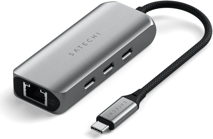 Satechi 4-In-1 USB-C Hub 2.5 Gigabit Ethernet, Space Gray, USB-C 3.1 [Stecker]