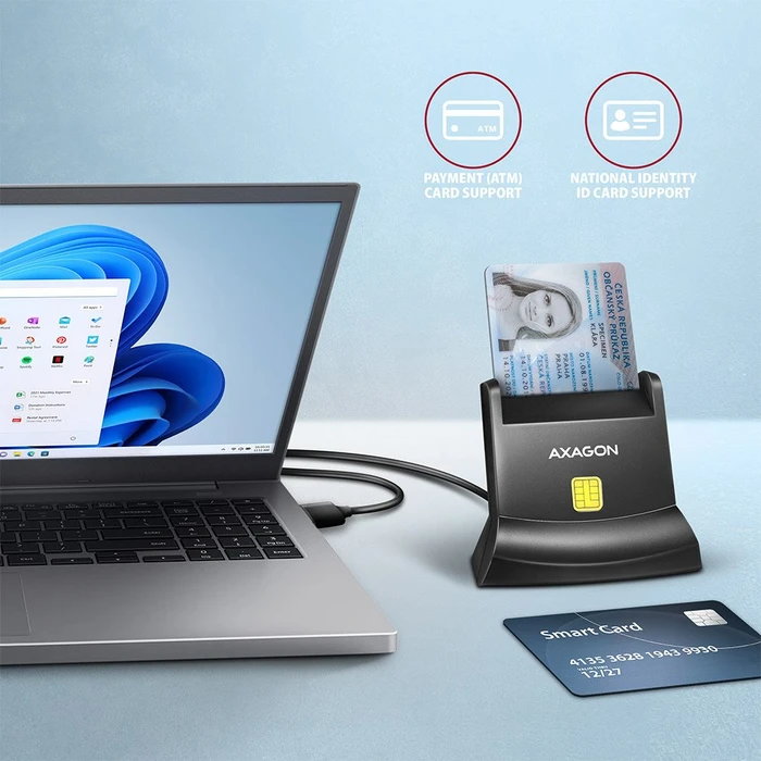 Axagon Smartcard Single-Slot-Cardreader, USB-A 2.0 [Stecker]