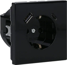Jung Serie LS SCHUKO-Steckdose mit USB-Ladegerät Safety+, schwarz