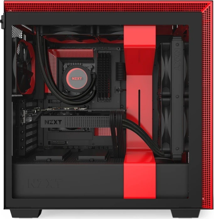 NZXT H710, schwarz/rot, Glasfenster