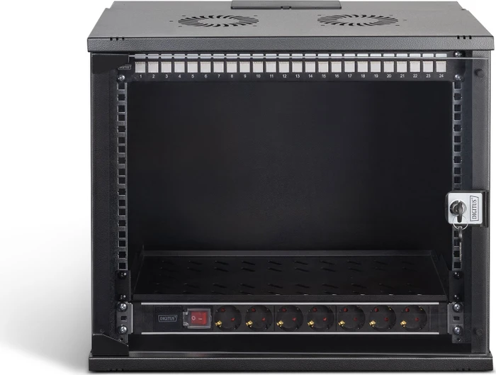 Digitus Professional SoHo Pro Line 19" Wandgehäuse SET 9HE, unmontiert, Sicherheitsglastür, IP20, RAL 9005, 400mm tief