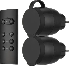 REV Funkschalt-Set 3+1 Mini Outdoor mit Fernbedienung, 3680W, Typ F, Funksteckdose, 2er-Pack (0085600503)