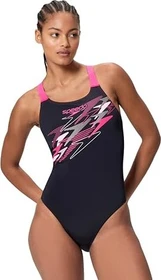 Speedo Medley Medalist mit Logo Badeanzug schwarz/pink (Damen)