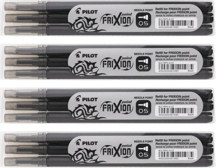 Pilot FriXion Point BLS-FRP5-B-S3 Rollerballmine RB 0.5mm schwarz, 4er-Pack